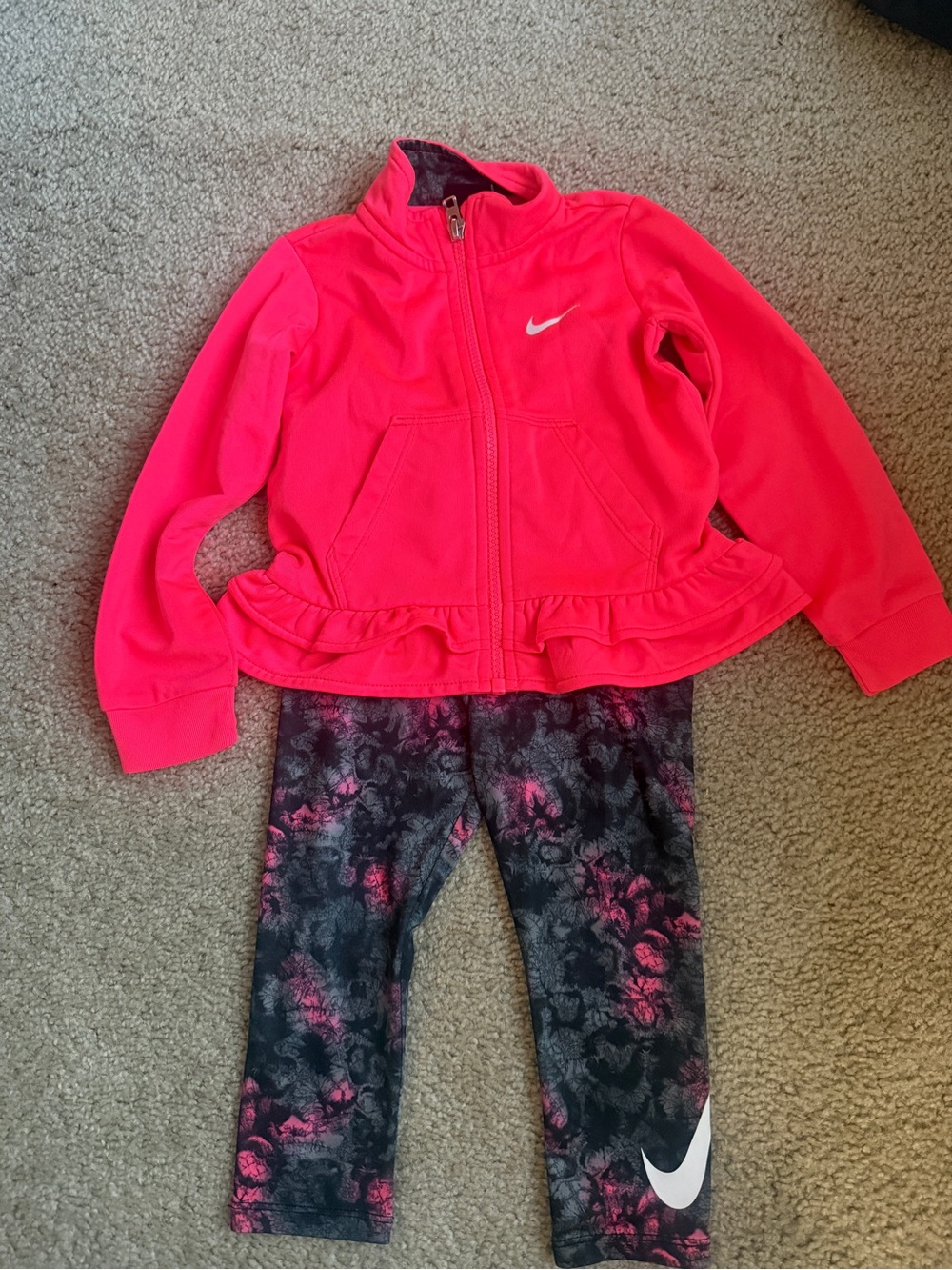 Nike Hot Pink Jacket with Black and Pink Leggings